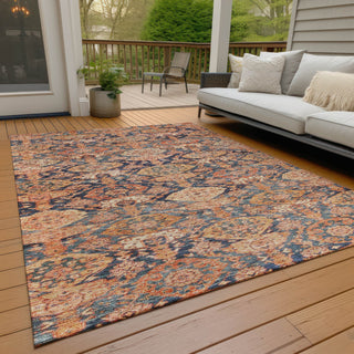 Piper Looms Chantille Damask ACN1084 Terracotta Machine Washable Area Rug Outdoor Lifestyle Image Feature