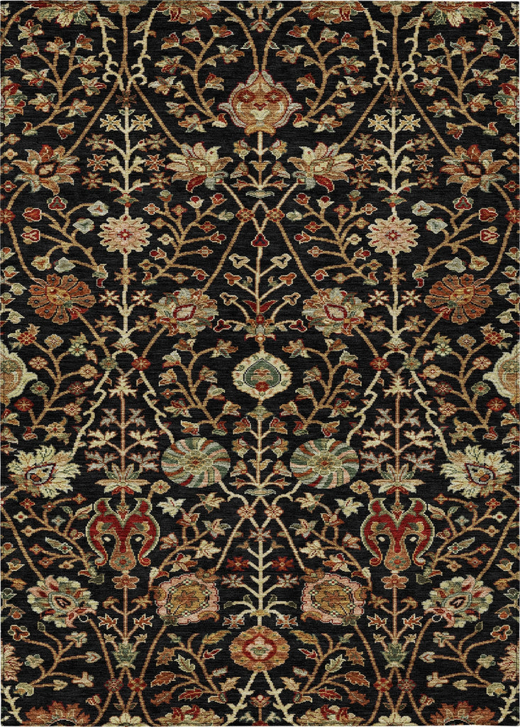 Piper Looms Chantille Floral ACN1085 Black Machine Washable Area Rug main image