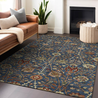 Piper Looms Chantille Floral ACN1085 Navy Machine Washable Area Rug Lifestyle Image Feature