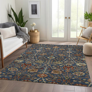 Piper Looms Chantille Floral ACN1085 Navy Machine Washable Area Rug Lifestyle Image Feature