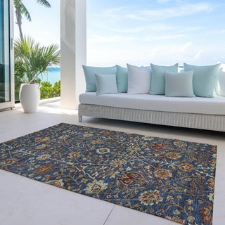 Piper Looms Chantille Floral ACN1085 Navy Machine Washable Area Rug Outdoor Lifestyle Image Feature