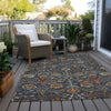 Piper Looms Chantille Floral ACN1085 Navy Machine Washable Area Rug Outdoor Lifestyle Image Feature