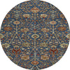 Piper Looms Chantille Floral ACN1085 Navy Machine Washable Area Rug Round Main Image