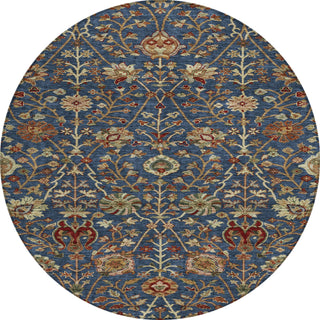 Piper Looms Chantille Floral ACN1085 Navy Machine Washable Area Rug Round Main Image