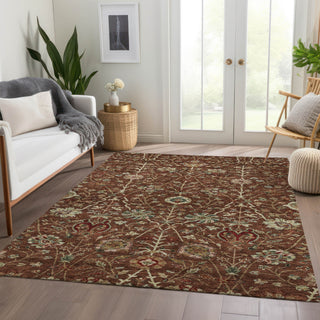 Piper Looms Chantille Floral ACN1085 Paprika Machine Washable Area Rug Lifestyle Image Feature