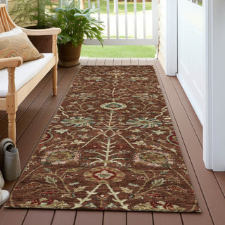 Piper Looms Chantille Floral ACN1085 Paprika Machine Washable Area Rug Runner Outdoor Lifestyle Image Feature