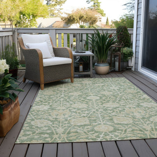 Piper Looms Chantille Floral ACN1086 Aloe Machine Washable Area Rug Outdoor Lifestyle Image Feature