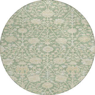 Piper Looms Chantille Floral ACN1086 Aloe Machine Washable Area Rug Round Main Image