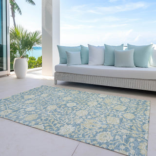 Piper Looms Chantille Floral ACN1086 Sky Machine Washable Area Rug Outdoor Lifestyle Image Feature