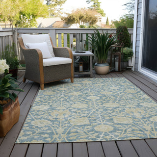 Piper Looms Chantille Floral ACN1086 Sky Machine Washable Area Rug Outdoor Lifestyle Image Feature