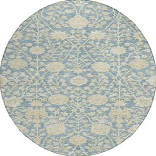 Piper Looms Chantille Floral ACN1086 Sky Machine Washable Area Rug Round Main Image