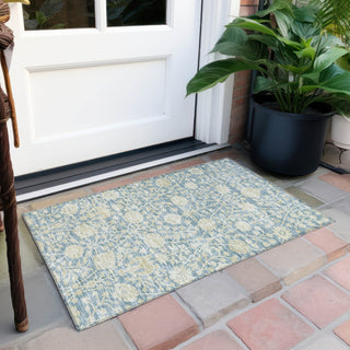 Piper Looms Chantille Floral ACN1086 Sky Machine Washable Area Rug Scatter Outdoor Lifestyle Image Feature