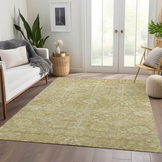 Piper Looms Chantille Floral ACN1086 Tan Machine Washable Area Rug Lifestyle Image Feature