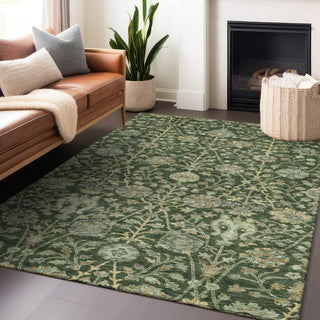 Piper Looms Chantille Floral ACN1087 Green Machine Washable Area Rug Lifestyle Image Feature