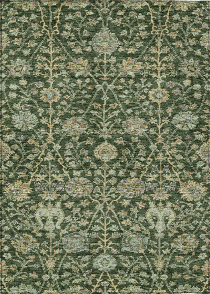 Piper Looms Chantille Floral ACN1087 Green Machine Washable Area Rug main image