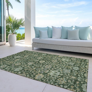Piper Looms Chantille Floral ACN1087 Green Machine Washable Area Rug Outdoor Lifestyle Image Feature