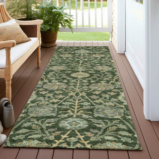 Piper Looms Chantille Floral ACN1087 Green Machine Washable Area Rug Runner Outdoor Lifestyle Image Feature