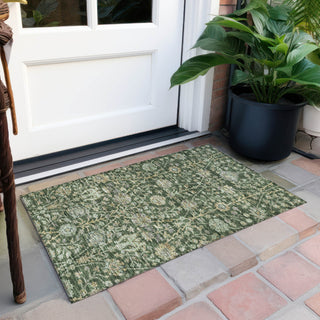 Piper Looms Chantille Floral ACN1087 Green Machine Washable Area Rug Scatter Outdoor Lifestyle Image Feature