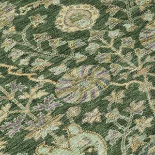 Piper Looms Chantille Floral ACN1087 Green Machine Washable Area Rug Swatch Image