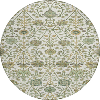 Piper Looms Chantille Floral ACN1087 Ivory Machine Washable Area Rug Round Main Image