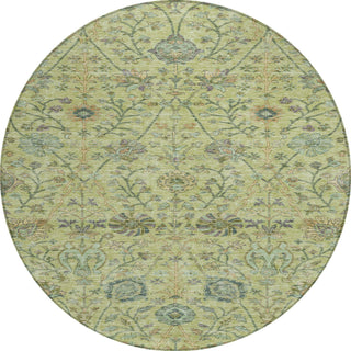 Piper Looms Chantille Floral ACN1087 Mint Machine Washable Area Rug Round Main Image