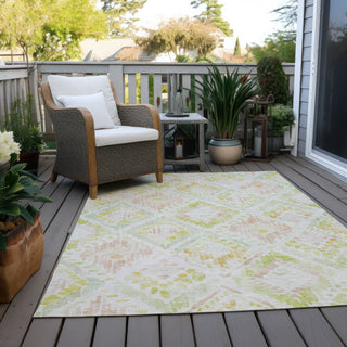 Piper Looms Chantille Geometric ACN1088 Pink Machine Washable Area Rug Outdoor Lifestyle Image Feature