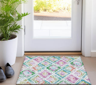 Piper Looms Chantille Geometric ACN1088 Teal Machine Washable Area Rug Scatter Lifestyle Image Feature