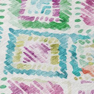 Piper Looms Chantille Geometric ACN1088 Teal Machine Washable Area Rug Swatch Image