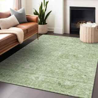 Piper Looms Chantille Damask ACN1089 Aloe Machine Washable Area Rug Lifestyle Image Feature