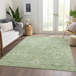 Piper Looms Chantille Damask ACN1089 Aloe Machine Washable Area Rug Lifestyle Image Feature