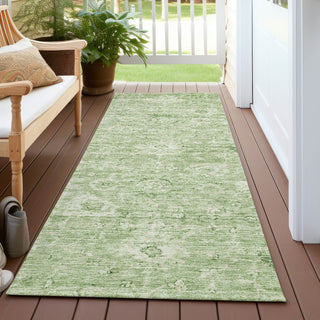 Piper Looms Chantille Damask ACN1089 Aloe Machine Washable Area Rug Runner Outdoor Lifestyle Image Feature
