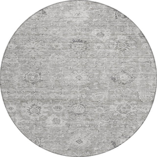 Piper Looms Chantille Damask ACN1089 Gray Machine Washable Area Rug Round Main Image