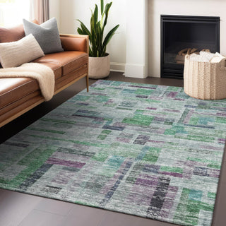 Piper Looms Chantille Stripes ACN1090 Aloe Machine Washable Area Rug Lifestyle Image Feature