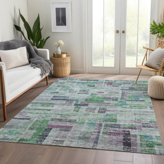 Piper Looms Chantille Stripes ACN1090 Aloe Machine Washable Area Rug Lifestyle Image Feature