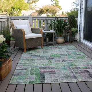 Piper Looms Chantille Stripes ACN1090 Aloe Machine Washable Area Rug Outdoor Lifestyle Image Feature