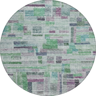 Piper Looms Chantille Stripes ACN1090 Aloe Machine Washable Area Rug Round Main Image