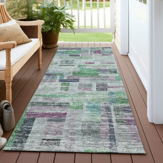 Piper Looms Chantille Stripes ACN1090 Aloe Machine Washable Area Rug Runner Outdoor Lifestyle Image Feature