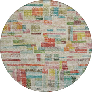 Piper Looms Chantille Stripes ACN1090 Paprika Machine Washable Area Rug Round Main Image