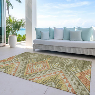Piper Looms Chantille Global ACN1091 Green Machine Washable Area Rug Outdoor Lifestyle Image Feature