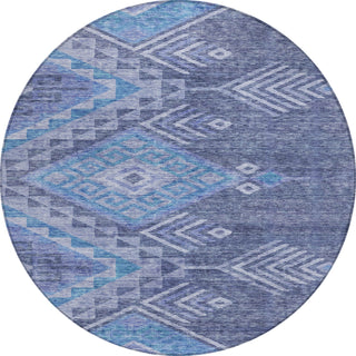 Piper Looms Chantille Global ACN1091 Navy Machine Washable Area Rug Round Main Image