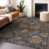 Piper Looms Chantille Damask ACN1094 Navy Machine Washable Area Rug Lifestyle Image Feature