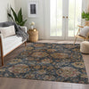 Piper Looms Chantille Damask ACN1094 Navy Machine Washable Area Rug Lifestyle Image Feature