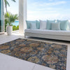 Piper Looms Chantille Damask ACN1094 Navy Machine Washable Area Rug Outdoor Lifestyle Image Feature