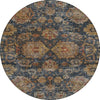 Piper Looms Chantille Damask ACN1094 Navy Machine Washable Area Rug Round Main Image