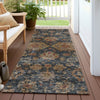 Piper Looms Chantille Damask ACN1094 Navy Machine Washable Area Rug Runner Outdoor Lifestyle Image Feature