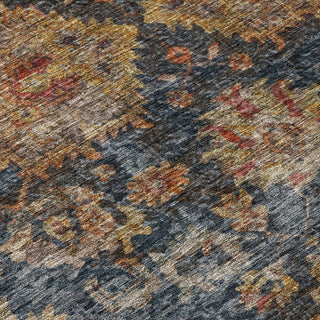 Piper Looms Chantille Damask ACN1094 Navy Machine Washable Area Rug Swatch Image