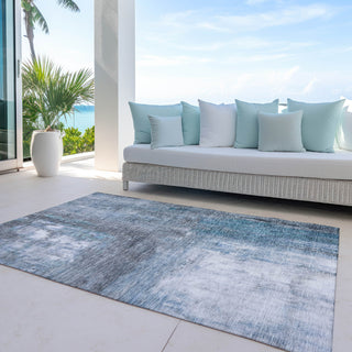 Piper Looms Chantille Modern ACN1095 Blue Machine Washable Area Rug Outdoor Lifestyle Image Feature