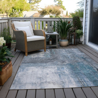Piper Looms Chantille Modern ACN1095 Blue Machine Washable Area Rug Outdoor Lifestyle Image Feature