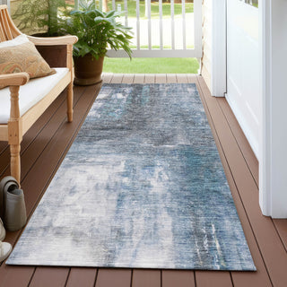 Piper Looms Chantille Modern ACN1095 Blue Machine Washable Area Rug Runner Outdoor Lifestyle Image Feature