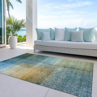 Piper Looms Chantille Modern ACN1096 Blue Machine Washable Area Rug Outdoor Lifestyle Image Feature